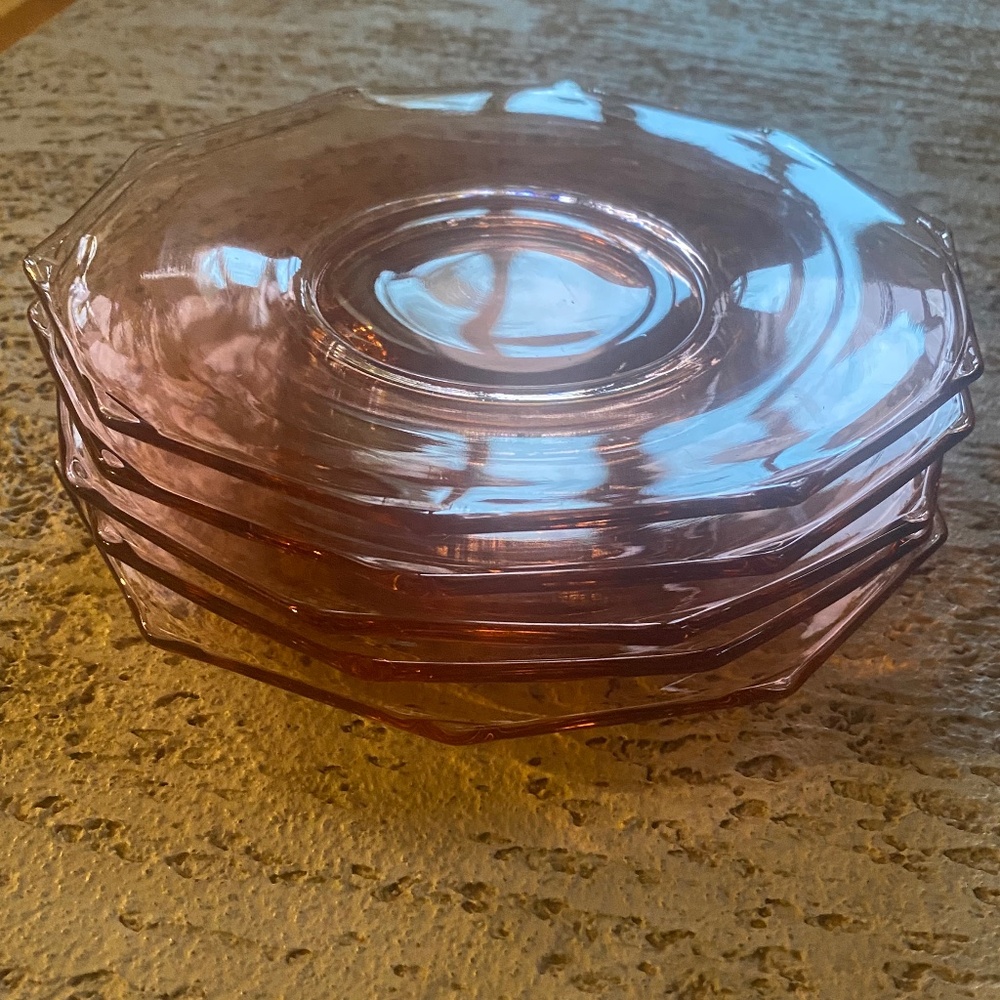 Pink depression glass plates